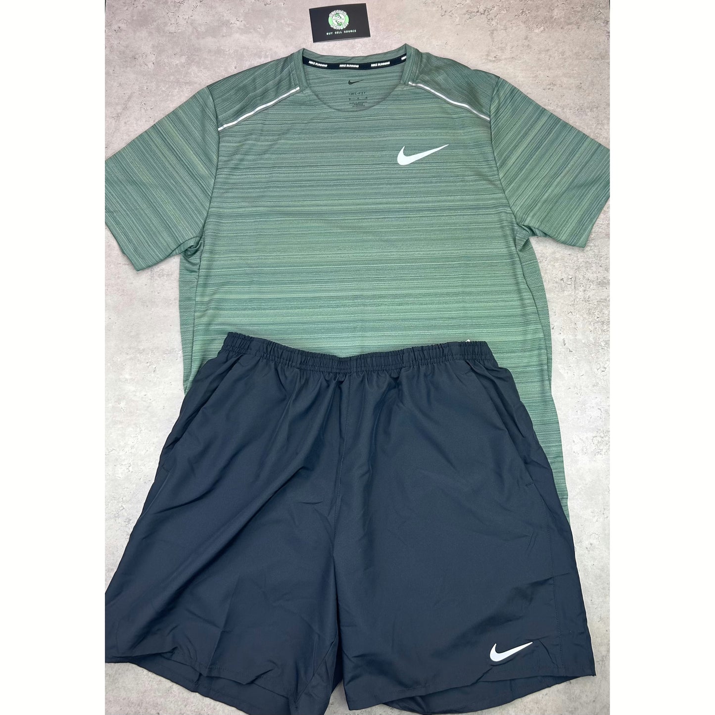 Nike Miler Dri-Fit T-Shirt “Juniper Fog” With “Black” Nike Dri-Fit Shorts