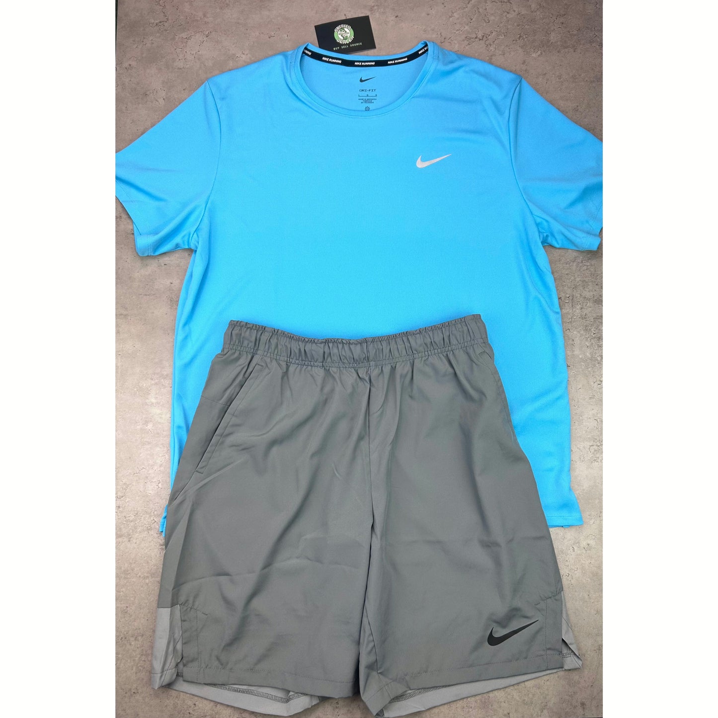 Nike Miler Dri-Fit T-Shirt “Balance Blue” With “Smoke Grey” Nike Train Shorts