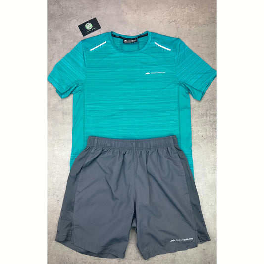 Monterrain Lyder 2.0 T-Shirt “Deep Peacock”  With “Iron Gate” Rush Monterrain Shorts