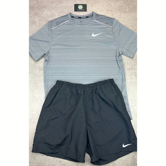 Nike Miler Dri-Fit T-Shirt “Smoke Grey” With “Black” Nike Dri-Fit Shorts