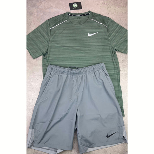 Nike Miler Dri-Fit T-Shirt “Juniper Fog” With “Smoke Grey” Nike Train Shorts